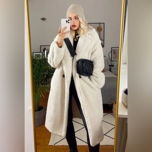 NWT Zara Teddy Long Coat Ecru (Size: XS) Ref: 1255/766